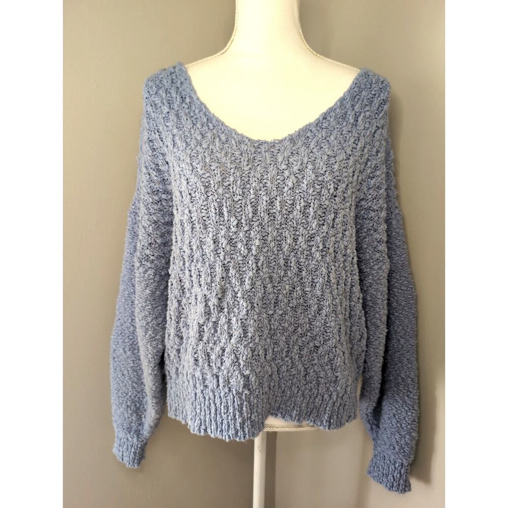 Dear John Sweater Medium Chunky Knit Blue Cozy Oversized